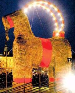 The Swedish Christmas Goat, Swedes dress as elves and Santa and try to be the first to burn the goat